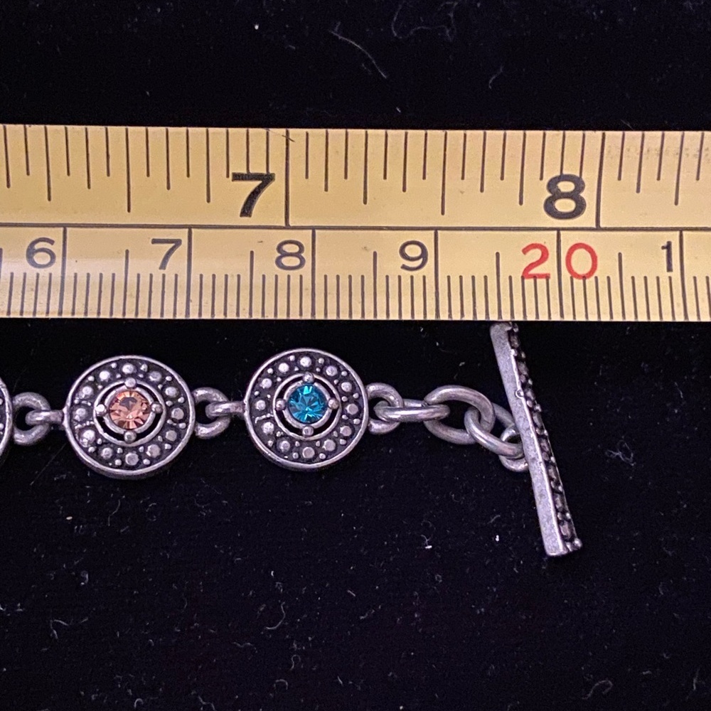M4M Ellen Mann Sky Bracelet Pewter Finish Blue & Brown Crystals - Picture 8 of 9
